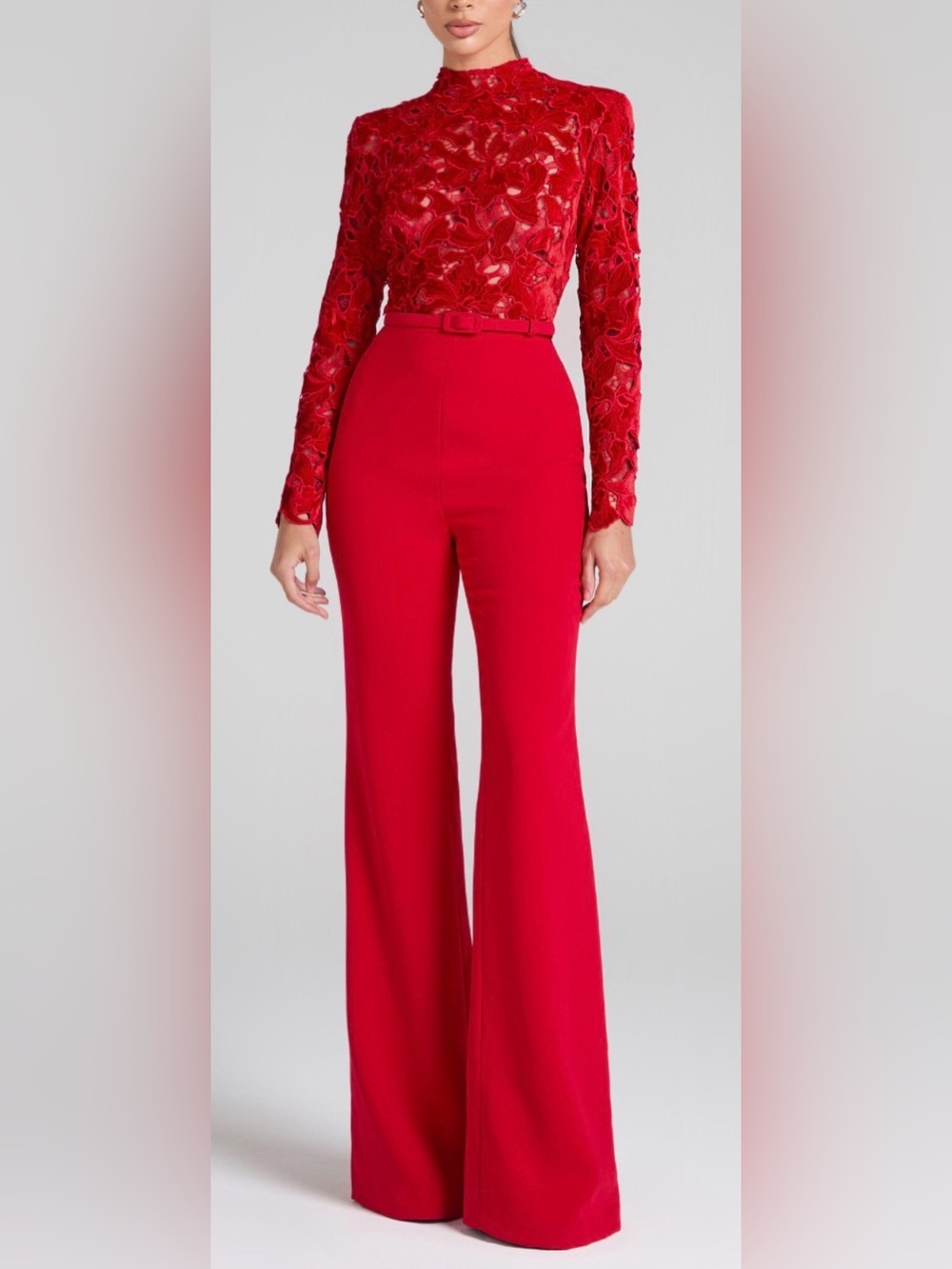 NEW  Nadine Merabi Eleanor Red Wide Leg Jumpsuit Red Sz 6